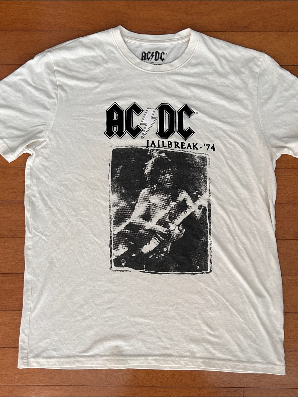 AC/DC White Tee with Black 'Jailbreak '74' Graphic